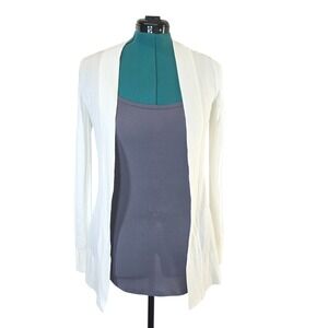 WHBM White Cardigan XS Extra Small Open Front Long Sleeve Knit Lightweight‎